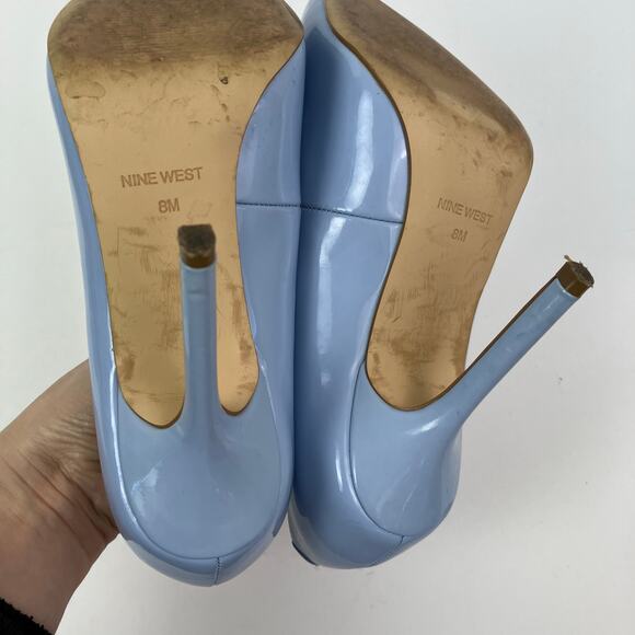 Nine West Sz 8M Ezra Pointy Toe Pumps
Light Blue Patent Stiletto Heels - Picture 12 of 16